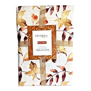 Mint & Ivy Autumn Leaves Tablecloth Kitchen Holiday 60 x 84-in Polyester NEW